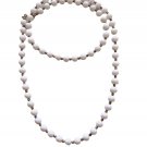 Vintage Monet Designer Necklace - Round White Bakelite Beads