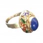 Antique Lapis Lazuli Enamel Ring - Art Nouveau Gold Vermeil and Silver Filigree