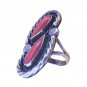 Vintage Navajo Native Indian Red Coral Sterling Silver Ring - Size 6.5