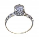 Art Deco Antique Women's Ring: 1/2ctw Round Milky White Diamond in Platinum Sz4