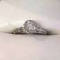 Art Deco Antique Women's Ring: 1/2ctw Round Milky White Diamond in Platinum Sz4