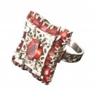 Antique 1.52tcw Mandarin Garnets And Diamnods 14k White Gold Women's Ring Antique 1.52tcw Mandarin Garnets And Diamnods 14k White Gold Women's Ring