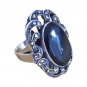 Antique Black Onyx Marcasite Ring Sterling Silver 925 German Biedermeier Sz 7.75