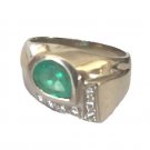 Antique Estate Ring 1.25ctw Emerald Diamonds 14k White Gold Sz 8 Art Deco 1930s