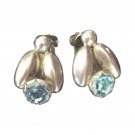 Antique Max Standager Clip Earrings Aquamarine Sterling Silver Denmark