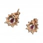 Antique Earrings Natural Red Pear Cut Ruby Diamonds 10K Yellow White Gold