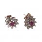 Antique Earrings Natural Red Pear Cut Ruby Diamonds 10K Yellow White Gold