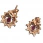 Antique Earrings Natural Red Pear Cut Ruby Diamonds 10K Yellow White Gold