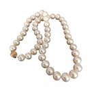 Antique Women's Necklace 9,5mm Natural Pearls Fic Designer 14K Yellow Gold Clasp