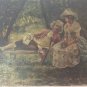 Renaissance Miniature Oil Painting On Board "Couple" M.Lopez Spain