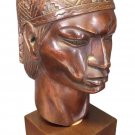 Antique Inca Warrior Statue Sculpture A. Saravia Peru Mahogany Wood Carving 1960