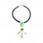 Vintage Jadeite Jade Necklace Tanzanite Aquamarine & Stingray Sterling Silver