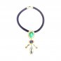 Vintage Jadeite Jade Necklace Tanzanite Aquamarine & Stingray Sterling Silver