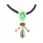 Vintage Jadeite Jade Necklace Tanzanite Aquamarine & Stingray Sterling Silver