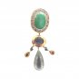 Vintage Jadeite Jade Necklace Tanzanite Aquamarine & Stingray Sterling Silver