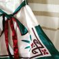 Azwell white satin t-shirt tunic short sleeve dark green -burgundy trims M
