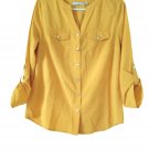 Notations Button up 3/4 sleeves women's shirt dark yellow S