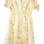 Sweet storm yellow floral mini Dress short puff  sleeve  M