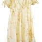 Sweet storm yellow floral mini Dress short puff  sleeve  M