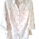 Emily Daniels white flamingo 3/4 sleeves women's button down shirt M