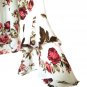 Ambiance white red Floral roses long bell sleeve women's blouse S