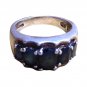 Women's Ring Antique Natural Dark Blue Oval Cut Sapphire Sterling Silver 925 Sz7