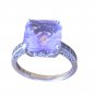 Women's Engagement Ring Vintage Princess Cut Lilac Amethyst Sterling Silver Sz 7