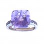 Women's Engagement Ring Vintage Princess Cut Lilac Amethyst Sterling Silver Sz 7