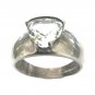Ring Vintage Men's Unisex Trillion Cut White Fianit Sterling Silver 925 Size 10
