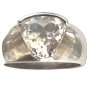 Ring Vintage Men's Unisex Trillion Cut White Fianit Sterling Silver 925 Size 10