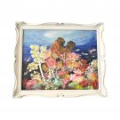 Rifka Corals Sea world Painting Oil On Canvas Signed Framed Antique