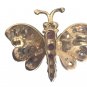 Brooch Pin Vintage Butterfly Ruby & Crystals, Vermeil Gold over Sterling Silver