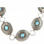 Belt Necklace Vintage Navajo Native Indian Oval Blue Turquoise Sterling Silver