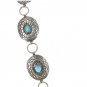 Belt Necklace Vintage Navajo Native Indian Oval Blue Turquoise Sterling Silver