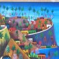 Prego Duffaut Painting Oil Panel Haitian Naive Art Seascape Landscape Nautical