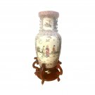 Antique Chinese Tall Porcelain White vase 3 Geichas Floral on a stand Antique Chinese Tall Porcelain White vase 3 Geichas Floral on a stand