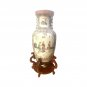Antique Chinese Tall Porcelain White vase 3 Geichas Floral on a stand