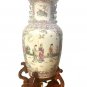 Antique Chinese Tall Porcelain White vase 3 Geichas Floral on a stand