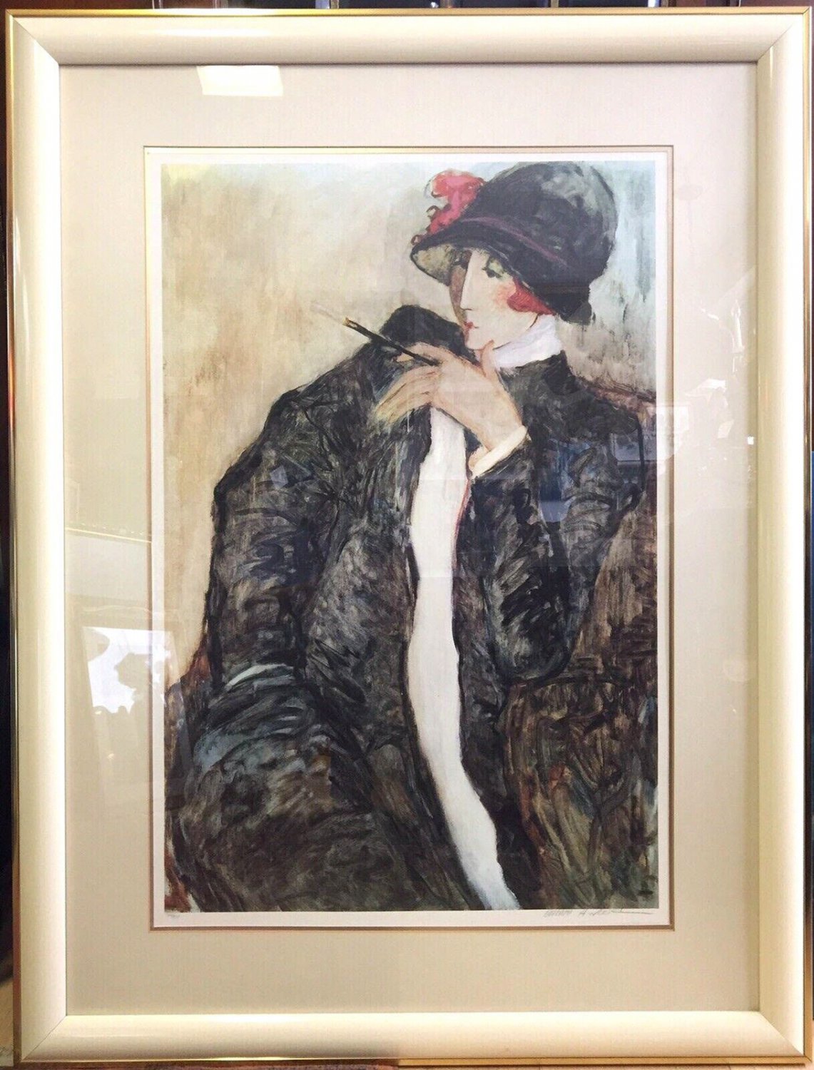 Lithograph Barbara A. Wood ‘Lady Simpson’ Vintage Signed Framed Ltd 726/875