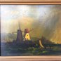 Dutch Antique Oil Painting Windmill Canvas Landscape Original 18 Century