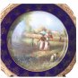 Limoges JPL France Round Plate Hand Painted Scene Gold Cobalt Blue Porcelain