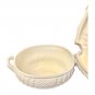 Toscany Japan Oval Casserole Dish with Handles and Lid White Glazed Ceramics