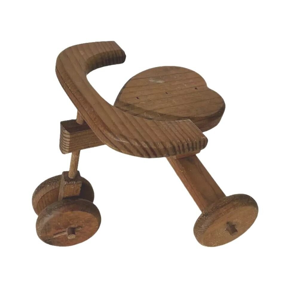 Vintage Handmade Wooden Doll Tricycle Collectible Home Decor Wood