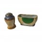 Vintage Salt & Pepper Shaker Yellow Blue Green Iridescent Porcelain from Japan