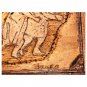 Street Musicians Red House Carving on Wood Vintage Art Signed Double Sided