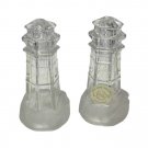 Vintage Lenox Salt & Pepper Shakers Set Pair Light House Frosted Glass Waves