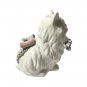 Vintage White Cat Porcelain Figurine w/3D Pink Flower And Bow Collar unsigned