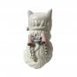 Vintage White Cat Porcelain Figurine w/3D Pink Flower And Bow Collar unsigned