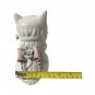 Vintage White Cat Porcelain Figurine w/3D Pink Flower And Bow Collar unsigned