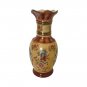 Vtg Satsuma Flower Vase Birds Japanese Satsuma Moriage Fluted Rim Handpainted